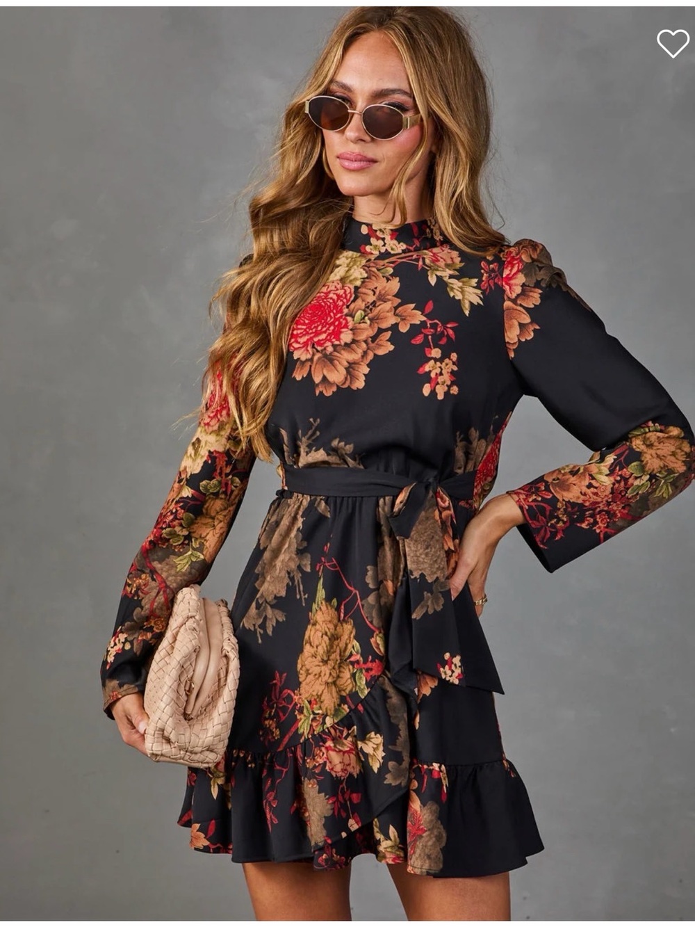 VICI Afternoon Calling Floral Waist Tie Mini Dress